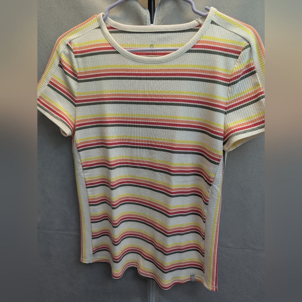 Talbots Multicolor Striped Ribbed Tee